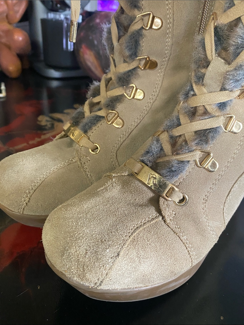 VINTAGE Report brand "Bratz" or "Y2K" lace up boots TAN Suade SIZE 9 - Picture 7 of 16